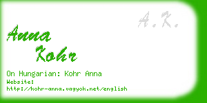 anna kohr business card